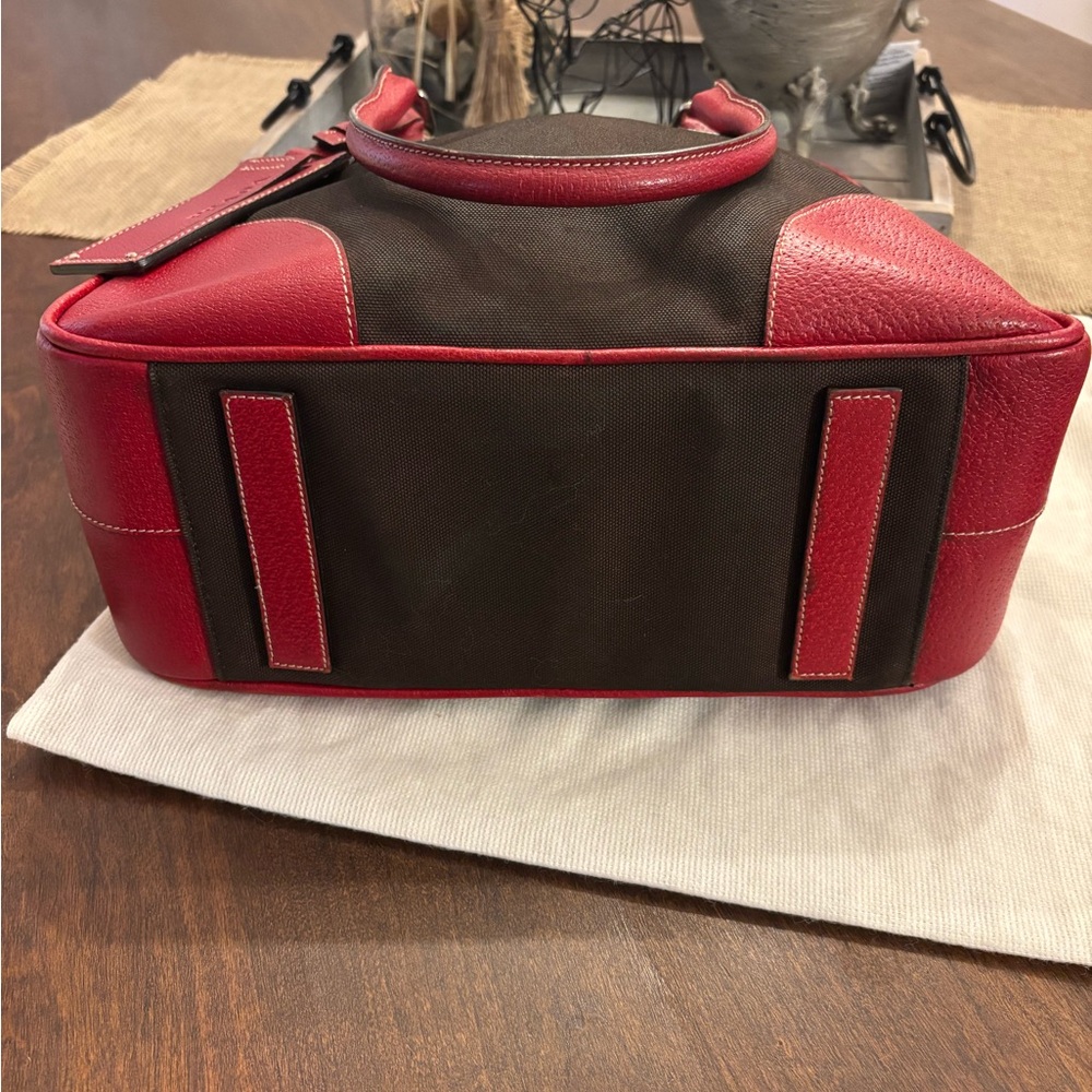 Prada Red and Brown Leather & Canvas Satchel 100% Authentic - Picture 13 of 15